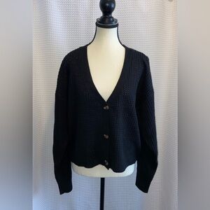 Women’s ECO by Design black knit cardigan size medium NWT (eco friendly)